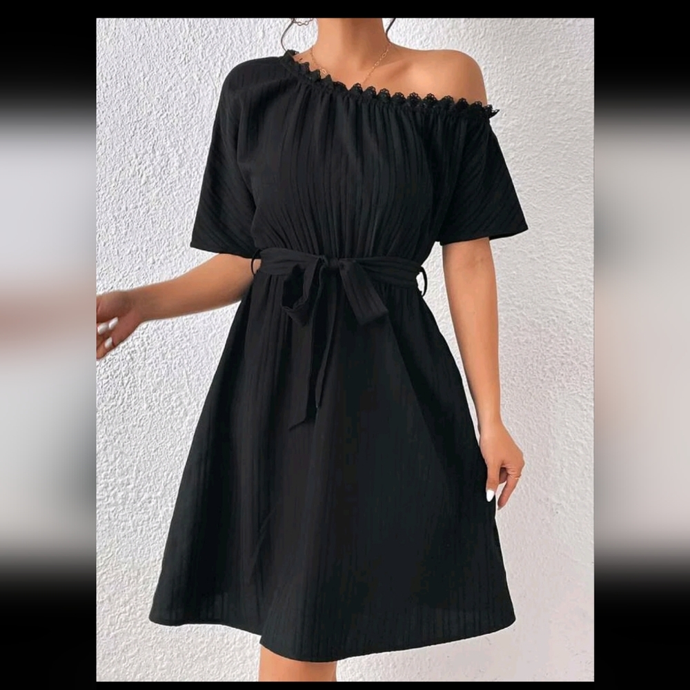 Black off shoulder dress